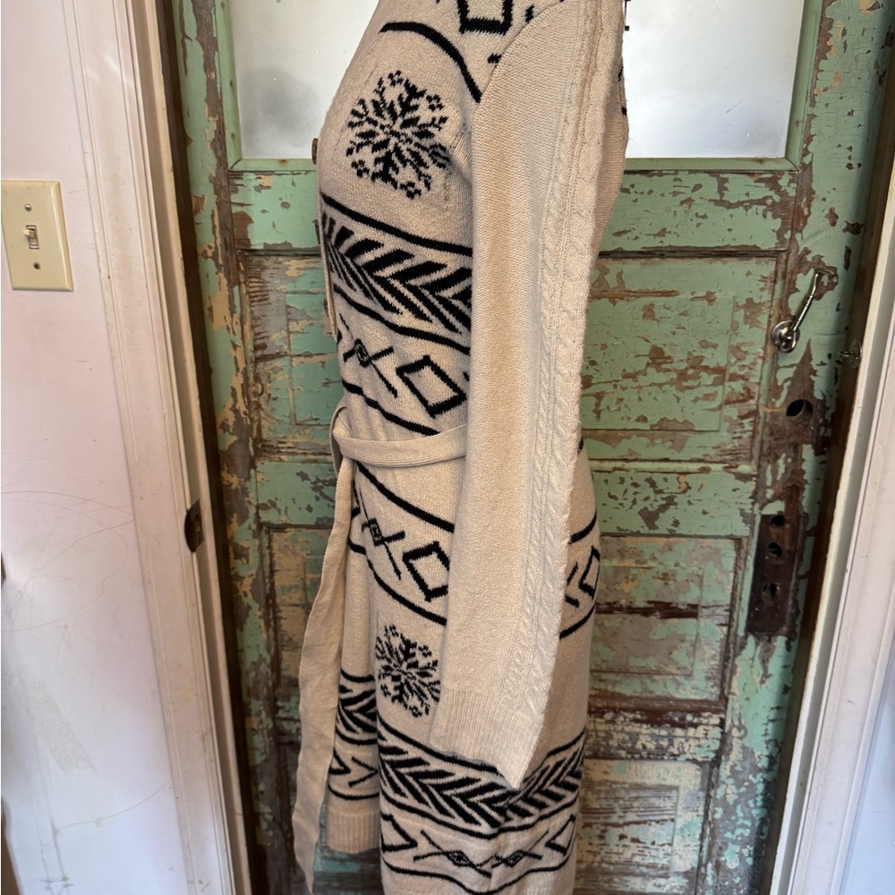 Lucky Brand Cream and Black Patterned Cardigan Dress - Picture 3 of 6